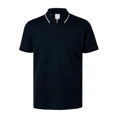 Abbildung von Selected Homme Slhfave ZIP SS Poloshirt, Herren, Größe: Large, Sky captain