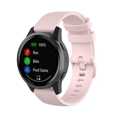 Abbildung von Yikamosi Kompatibel mit Garmin Vivoactive 4 Armband,22MM Schnellverschluss Weiches Silikon rostfreiem Metallverschluss Ersatzbänder für 4/Garmin Venu 2,Rosa