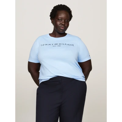 Abbildung von Tommy Hilfiger Curve LOGO Tshirt print, Damen, Größe: 50, Vessel blue