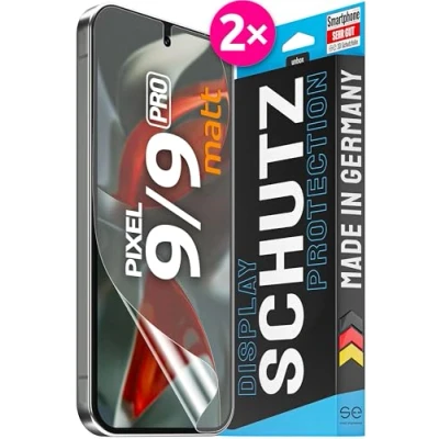 Abbildung von SE® für Pixel 9 Pro / Schutzfolie Entspiegelt 2X Folien im Set aus Deutschland, Folie Matt, Matte Displayfolie, Alternative Schutzglas 9/9
