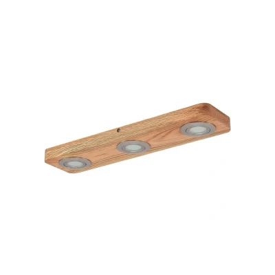 Abbildung von Lindby Deckenleuchten Mikari, LED Leuchtmittel fest verbaut, warmweiß, Modern, Eichenholz, ABS, Polycarbonat, holz hell, nickel satin, 3