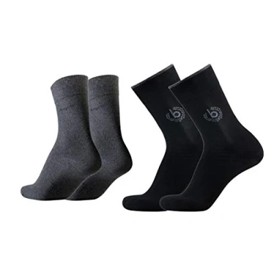 Abbildung von bugatti Herren 4er Pack Logo + uni basic schwarz, jeans melange, Size:43 46, Farben:black