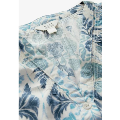 Abbildung von Next Regular FIT Ruffle Sleeve Bluse, Damen, Größe: 48, Blue floral print