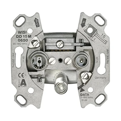 Abbildung von Wisi 14568 DD 15 M 0650 3 Loch Multimedia Durchgangsdose, 14 dB Metall