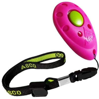 Abbildung von ASCO Premium Clicker, Hunde und Katzen Klicker für professionelles Clickertraining mit Stretcharmband, pink, 08PA