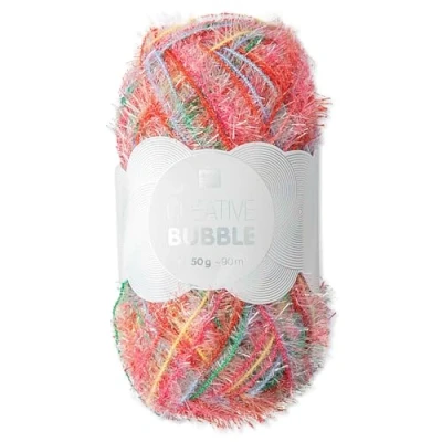 Abbildung von Frida&#039;s Wollhaus Rico Design 50 g Creative Bubble Schwammgarn Wolle Stricken Häkeln 57 Farben (003 Print Multicolor)