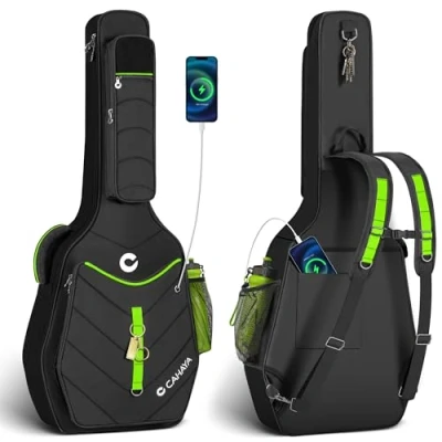 Abbildung von CAHAYA Gepolsterte Softshell Gitarrentasche Akustikgitarre 12mm Dicke Gigbag Gitarre Rucksack mit Vordertaschen, Gesäßtaschen, Seitentaschen Modisch für 40 41 42 Zoll Gitarren