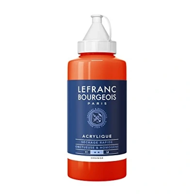 Abbildung von Lefranc Bourgeois 300402 Fine Acrylfarbe Orange, 750ml Flasche, cremige auf Wasserbasis, schnell trocknend, lichtecht, wasserfest