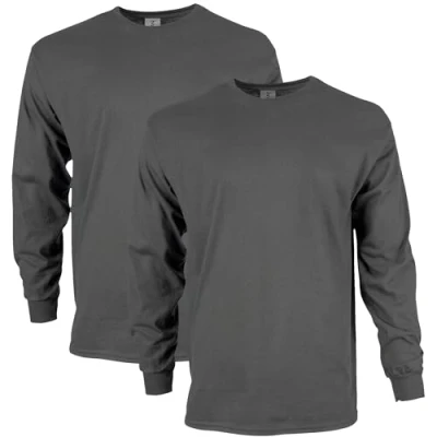 Abbildung von Gildan Unisex Erwachsene Ultra Cotton Long Sleeve T Shirt, Style G2400, Multipack Hemd, Anthrazit (2er Pack), XL