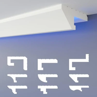 Abbildung von HEXIMO LED Schattenfugenprofil Stuckleisten, indirekte Beleuchtung XPS Styropor Trockenbau Deckenformteile Lichtvouten Deckenprofil (20,4 Meter HLED 12)