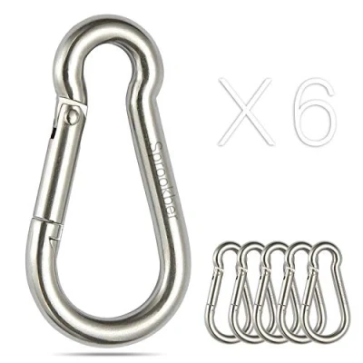 Abbildung von sprookber Karabiner Clips 304 Edelstahl karabinerhaken Spring Snap Hook für Wandern, Camping und Outdoor Aktivitäten，6 Stücke