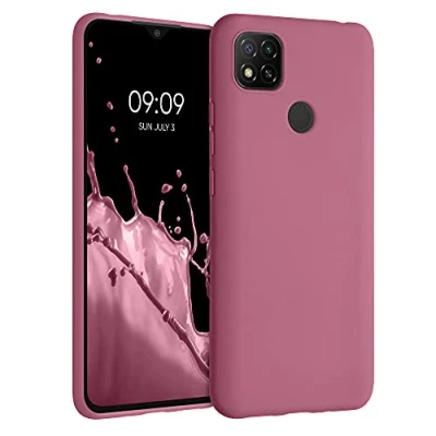 Abbildung von kwmobile Hülle kompatibel mit Xiaomi Redmi 9C weiches TPU Silikon Case Cover geeignet für kabelloses Laden Dark Rose