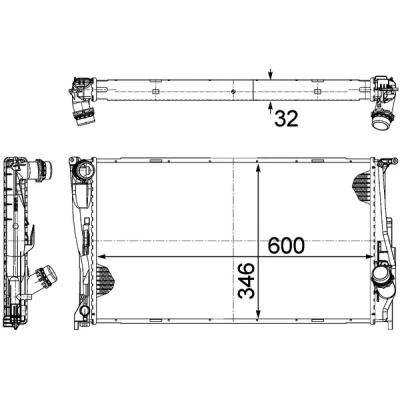 Abbildung von MAHLE ORIGINAL CR 1084 000P Kühler, Motorkühlung 600 346 32 Kühlrippen gelötet BMW: 3 Coupe, 1 Schrägheck, Touring