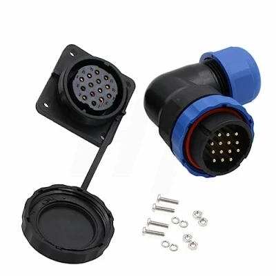 Abbildung von HangTon HE29 14 Pin Stecker Outdoor Marine Elektrische Rundlöten, Kabelstecker Panel Mount Buchse, 10A Strom Wasserdicht Schnellkupplung männlich weiblich rechter Winkel