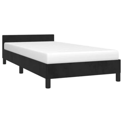 Abbildung von vidaXL Bettgestell mit Kopfteil, Bettrahmen Lattenrost, Bett Polsterbett Stützbeinen, Schlafzimmerbett Einzelbett, Schwarz 90x200cm Samt