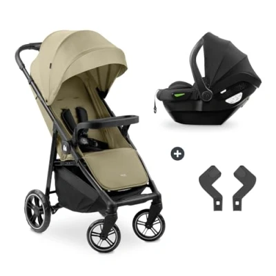 Abbildung von hauck 2in1 Kinderwagen Set Shop N Care Travel inkl. Buggy und Babyschale ab Geburt bis 22 kg, Klein Zusammenklappbar, Liegefunktion, Getränkehalter &amp; Tablett, UV Schutz 50+ (Olive)