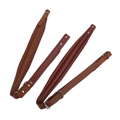 Abbildung von Akkordeonriemen Leder, mehrfarbig verstellbar Verschleißfeste Schultergurtriemen für 16 120 Bass Akkordeon(Braun)