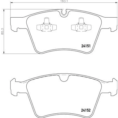 Abbildung von BREMBO P 50 115 Bremsbelagsatz für Verschleißwarnanzeiger vorbereitet mit Kolbenclip ohne Zubehör MERCEDES BENZ: GL, ML Klasse, R Klasse