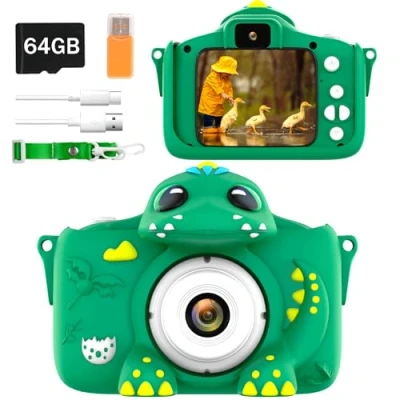 Abbildung von Adicop Kinderkamera Digitalkamera 1080P 2.0 Zoll Bildschirm Fotokamera Kinder Kamera Fotoapparat mit 64GB SD Karte für 3 10 Jahre Mädchen/Jungen Geschenk Spielzeug Geburtstags Weihnachten Einhorn
