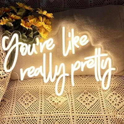 Abbildung von You Are Like Really Pretty Leuchtreklame warmweiße LED Neonschilder für Wanddekoration Junggesellinnenabschied Verlobungsfeier Hochzeit, mit dimmbarem Schalter, USB Stromversorgung (16,9 x 10,6 Zoll)