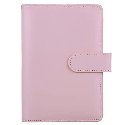 Abbildung von HAUTOCO A6 PU Leder Notizbuch, nachfüllbar, 6 Ringordner für Füllpapier und Bargeld, Budget Umschläge, lose Blätter, persönlicher Planer, Binder Cover mit magnetischer Schnalle, rosa
