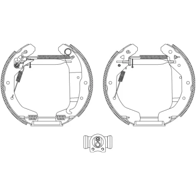 Abbildung von TEXTAR Shoe Kit Pro 84049001 Bremsensatz, Trommelbremse mit Radbremszylinder, Stellelement OPEL: Astra G Caravan, F Caravan