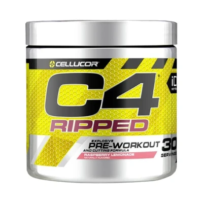 Abbildung von C4 Ripped Pre Workout Booster Raspberry Lemonade Getränkepulver für Energy Drink 150 mg Koffein + Beta Alanin Extrakt aus grünen Kaffeebohnen 30 Portionen
