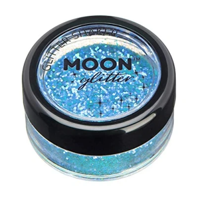 Abbildung von Streuer mit schillerndem Glitter von Moon 100% kosmetische Glitzer für Gesicht, Körper, Nägel, Haare und Lippen 5g Blau
