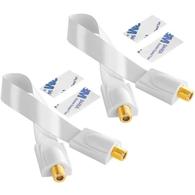 Abbildung von Poppstar SAT Fensterdurchführung (Koax Kabel flach 0,2mm) für Fenster &amp; Türen Kabel, (28 cm), vergoldete Kontakte, weiß