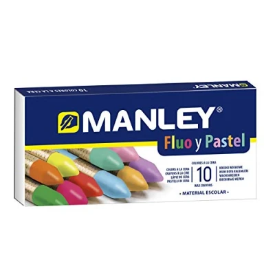 Abbildung von Manley Wachsmalstifte 10 Einheiten Professionelle Weiche im Etui Mischbare Farben Farblich sortiert Neon und Pastell