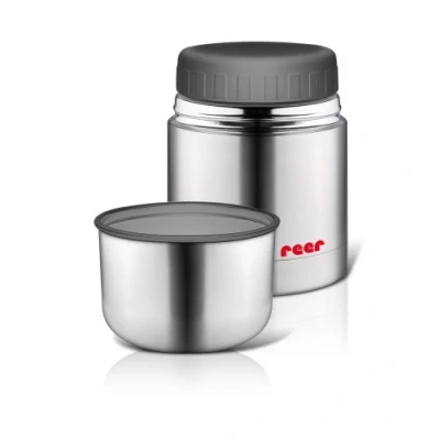 Abbildung von Reer 90430 Edelstahl Warmhaltebox für Nahrung mit Becher, 350ml, 1 Stück (1er Pack)