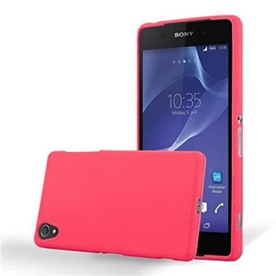 Abbildung von Cadorabo Hülle kompatibel mit Sony Xperia Z2 Schutzhülle TPU Silikon Case Frost Design Slim Kratzfest Weiche Gummi Rundumschutz für in Rot