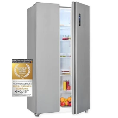 Abbildung von exquisit Side by SBS46 040E inoxlook, 177 cm hoch, 90 breit
