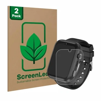 Abbildung von ScreenLeaf (2 Stück Schutzfolie für Okyuk 4G Kids Smartwatch T45 [nachhaltiger Displayschutz, Folie, transparent, kratzfest]