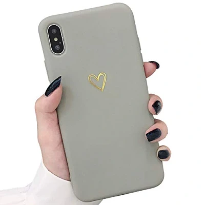 Abbildung von Tybiky für iPhone XS Hülle,iPhone X Handyhülle Weich Silikon Schutzhülle Ultra Dünn Damen Mode Chic Bling Bumper Kratzfeste Stoßfest Tasche Case Cover Hülle XS/X,Love Grey