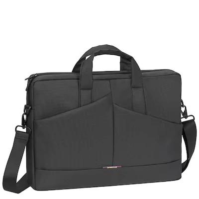 Abbildung von RIVACASE Laptoptasche bis 15,6 Zoll Schlanke und kompakte Schultertasche mit viel Stauraum, extra gepolstertem Notebookfach zwei Innentaschen / Grau