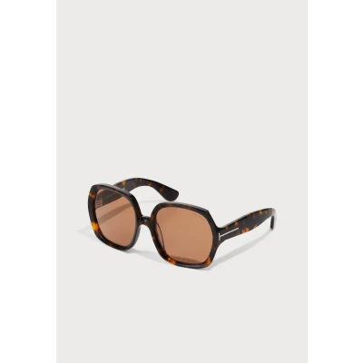 Abbildung von TOM FORD Damen FT1221 SAFFRON 52E Gläser SONNENBRILLEN Acetat Havanna Braun Quadratisch Normal Schattiert