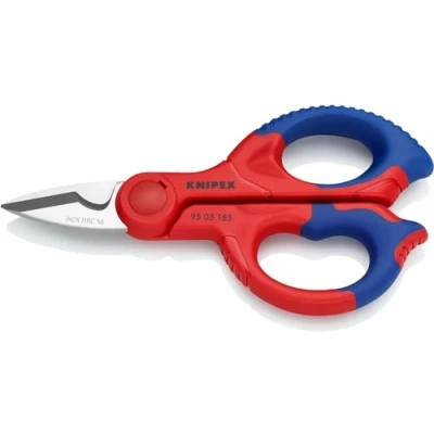 Abbildung von Knipex Elektrikerschere 95 05 155 SB Länge 150 mm, Mit Kunststoff Gürteltasche Präzisionsschliff Zähnen Schneide Drahtabschneider Mehrkomponenten Griffen Schneiden aus rostfreiem Stahl (56 HRC) (95 SB)