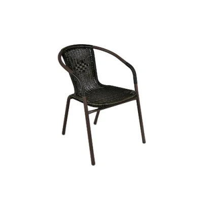 Abbildung von Nexos Trading Bistrostuhl Stahlgestell Poly Rattan Gartenstuhl Stapelstuhl Balkonstuhl