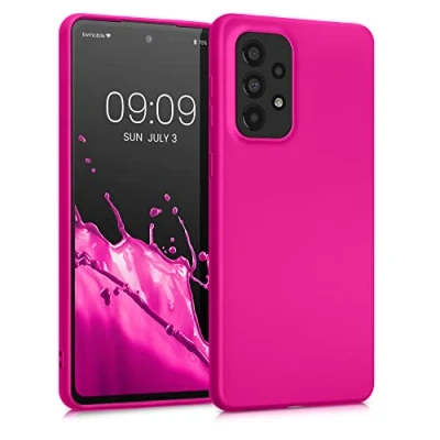 Abbildung von kwmobile Case kompatibel mit Samsung Galaxy A33 5G Hülle Schutzhülle aus Silikon metallisch schimmernd Handyhülle Metallic Pink