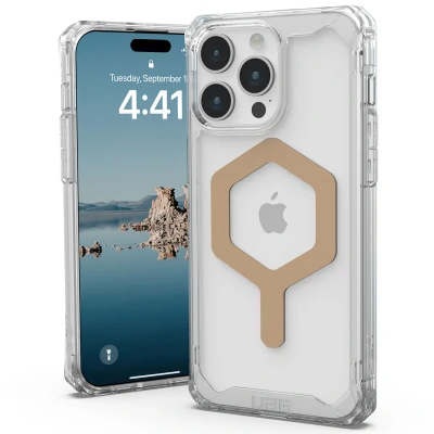 Abbildung von Apple iPhone 15 Pro Max Hülle MagSafe Kunststoff UAG Hard Case/Backcover Handyhülle Gold Shockproof/Stoßfest
