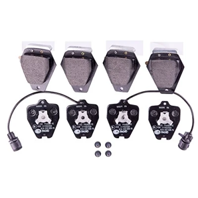 Abbildung von HELLA 8DB 355 008 781 Bremsbelagsatz mit integriertem Verschleißwarnkontakt Bremssattelschrauben Zubehör, Ausgleichsgewichten AUDI: A8 D2
