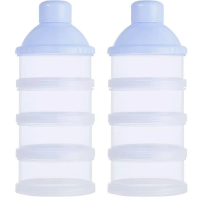 Abbildung von 4 Schicht Milch Pulver Spender, Formel Milchpulver Portionierer，Säuglingsnahrung Kasten，Tragbare Milchkasten，Milchpulver Portionierer，Milchpulver Box，Milchpulverspender（2 Stück ，BPA frei） (Blau)