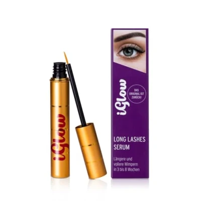 Abbildung von iGlow Professionelles Wimpernserum für lange Wimpern in nur 6 8 Wochen I Pflegendes Lash Serum Wachstum Wimpernwachstum/Wimpernverlängerung Made Germany 3ml