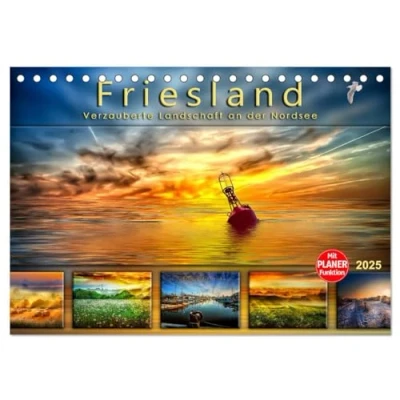 Abbildung von Friesland, verzauberte Landschaft an der Nordsee (Tischkalender 2025 DIN A5 quer), CALVENDO Monatskalender