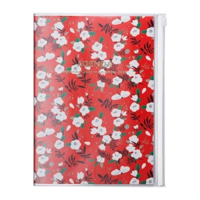 Abbildung von MARK&#039;S 2024/2025 Taschenkalender A5 vertikal, Flower Pattern // Red: Von September 2024 bis Dezember 2025