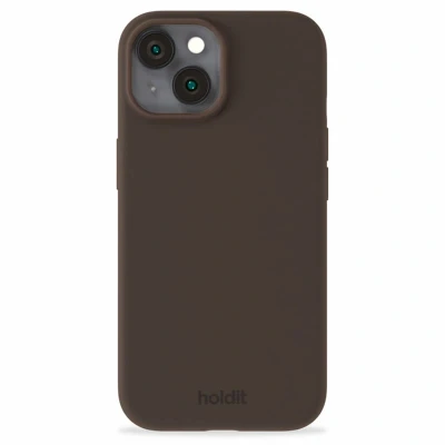 Abbildung von Apple iPhone 15 Hülle Silikon Holdit Backcover/Hard Case Handyhülle Braun
