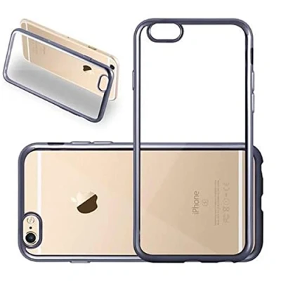 Abbildung von Cadorabo Hülle kompatibel mit Apple iPhone 6 / 6S in Chrom SCHWARZ Schutzhülle aus flexiblem TPU Silikon
