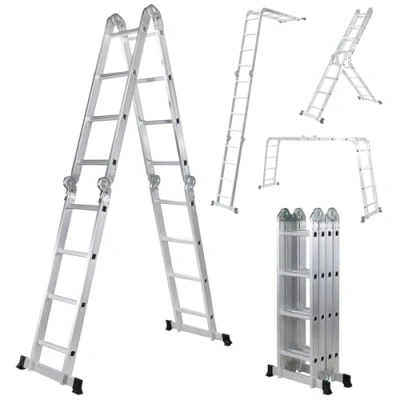 Abbildung von 𝐂𝐑𝐀𝐅𝐓𝐅𝐔𝐋𝐋 Aluminium Mehrzweckleiter CF 104A 𝟑 𝐉𝐀𝐇𝐑𝐄 𝐆𝐀𝐑𝐀𝐍𝐓𝐈𝐄 6in1 Multifunktionsleiter 16 Sprossen 450 cm Leiter Gelenkleiter Leitergerüst (Silber 4x4 Sprossen)