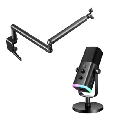Abbildung von FIFINE XLR Streaming Mikrofon AM8 und Arm BM88, USB Dynamisch Microphone Gaming PC für Podcast Studio, flach einstellbarer Stangen Ständer mit Mikrofonclip